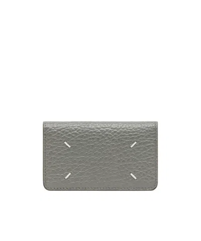 Maison Margiela Leather Cardholder In Gray