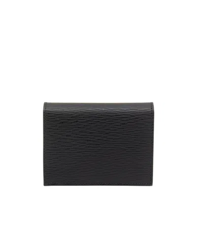 Ferragamo Compact Textured Leather Wallets In Black