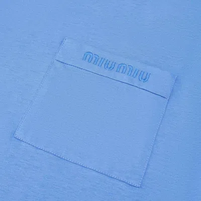 Miu Miu Long-sleeved T-shirt In Blue