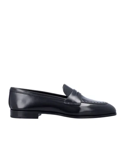 Church's Onyx Polished Fumé Leather Loafers In Black