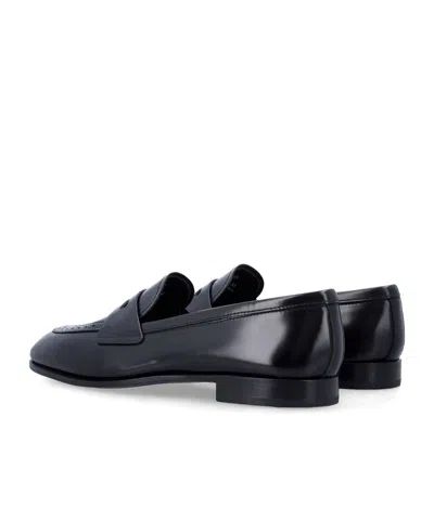 Church's Onyx Polished Fumé Leather Loafers In Black