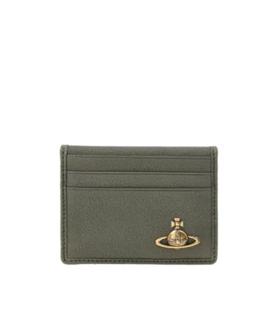 Vivienne Westwood Logo Card Holder In Green