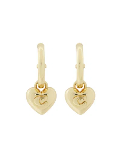 Coach Heart-shaped Drop Earrings In Gold
