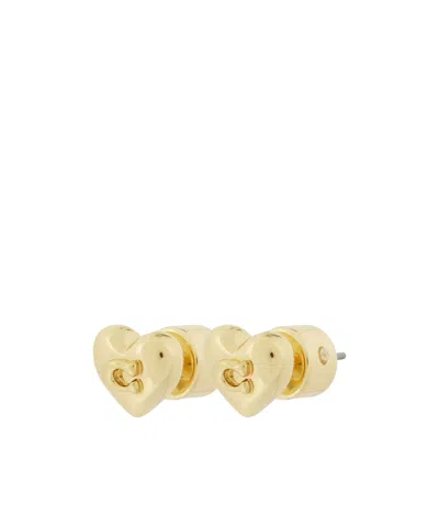 Coach Heart-patterned Earrings In Gold
