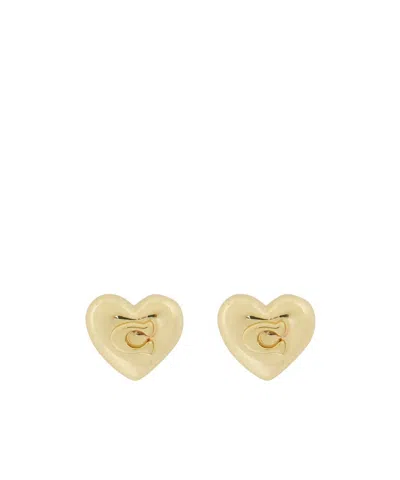 Coach Heart-patterned Earrings In Gold