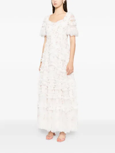 Needle & Thread Magnolia Ditsy Gown In White