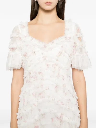 Needle & Thread Magnolia Ditsy Gown In White