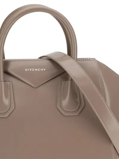 Givenchy Gray Calf Leather Bos Taurus Shoulder Bag In Brown