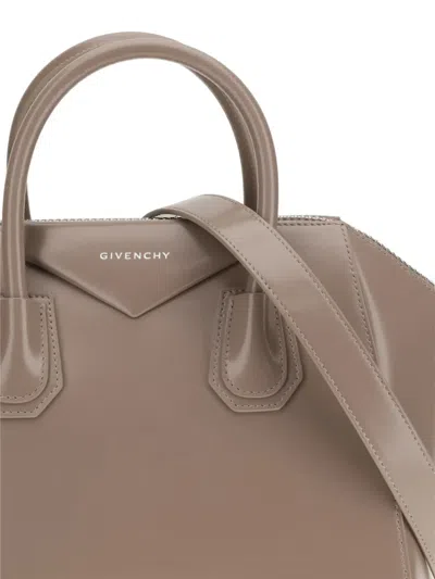 Givenchy Gray Calf Leather Bos Taurus Shoulder Bag In Brown