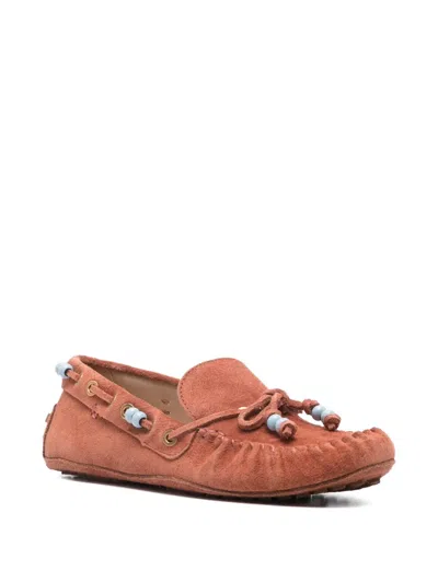 Farm Rio Beaded Moccasin Loafers In Brown