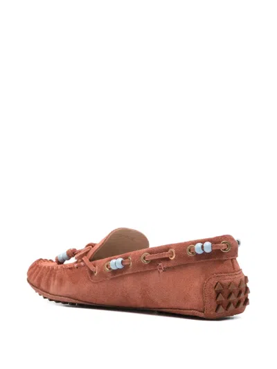 Farm Rio Beaded Moccasin Loafers In Brown