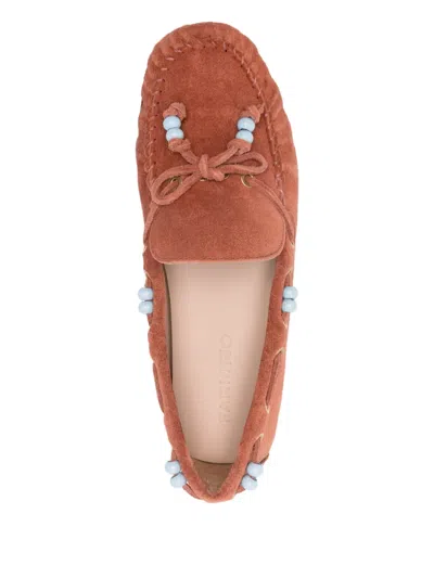 Farm Rio Beaded Moccasin Loafers In Brown