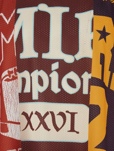 Amiri Men Red T-shirt With Maxi Graphic Print And V Neck In Tech Fabric Man In Red