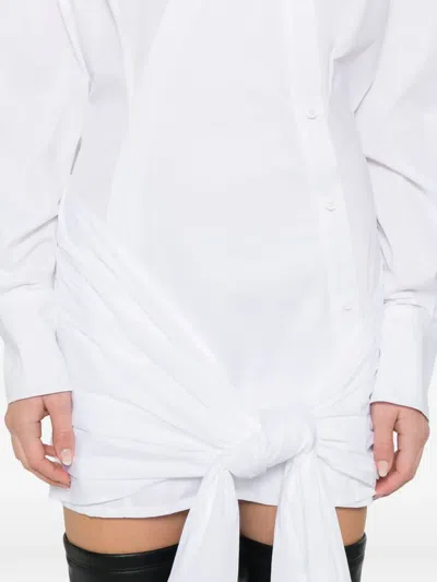Attico Long-sleeve Knot Mini Dress In White