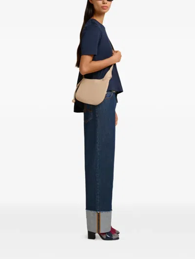 Marni Leather Drawcord Crossbody Bag In Neutral