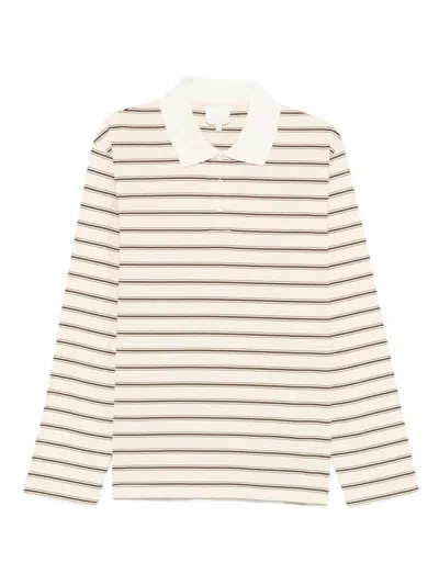 Apc Striped Long-sleeve Polo Shirt In Neutral