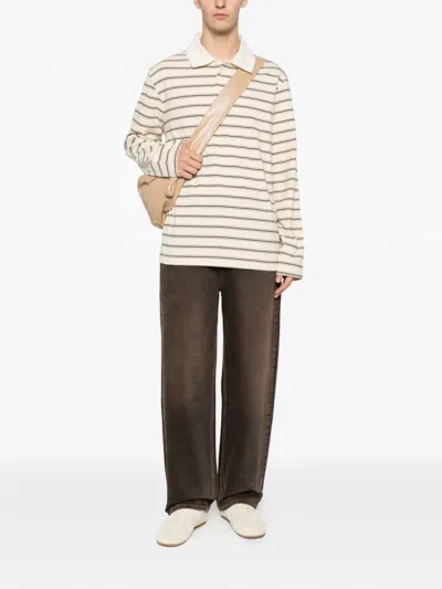 Apc Striped Long-sleeve Polo Shirt In Neutral