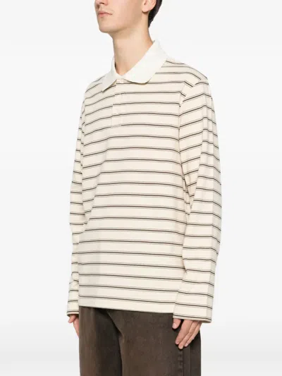Apc Striped Long-sleeve Polo Shirt In Neutral