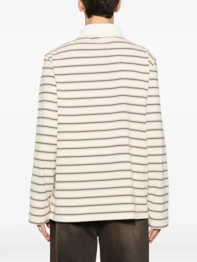 Apc Striped Long-sleeve Polo Shirt In Neutral