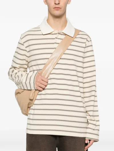 Apc Striped Long-sleeve Polo Shirt In Neutral
