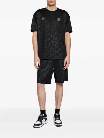 Ea7 Patterned Short-sleeve T-shirt (set Of Two) In Black