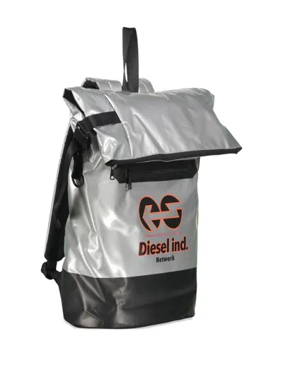 Diesel Backpack With Logo In Silver