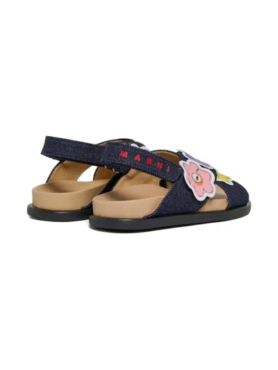 Marni Floral-appliqué Sandals In Black
