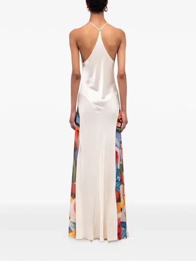 Donde Esteban V-neck Printed Maxi Dress In White