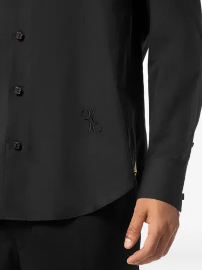 Billionaire Tuxedo Shirt Gold Cut In Black