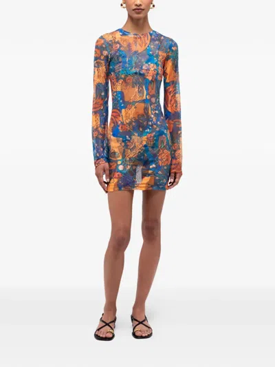 Donde Esteban El Beso Mesh Mini Dress In Blue