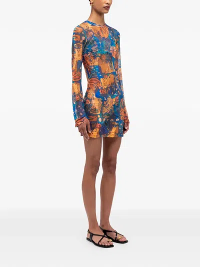 Donde Esteban El Beso Mesh Mini Dress In Blue