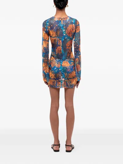 Donde Esteban El Beso Mesh Mini Dress In Blue