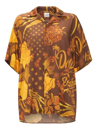 Donde Esteban Veranera Floral Short-sleeve Shirt In Yellow
