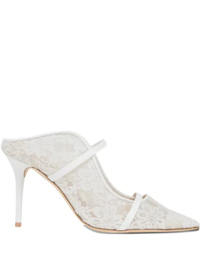 Malone Souliers 85mm Lace-panel Stiletto Mules In White