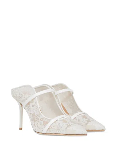 Malone Souliers 85mm Lace-panel Stiletto Mules In White