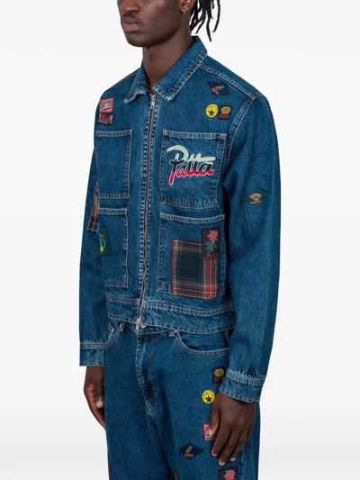 Patta Patchwork Pocket Denim Jacket In Blue