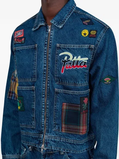 Patta Patchwork Pocket Denim Jacket In Blue
