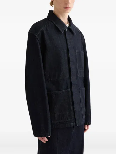 Jil Sander Light Blue Denim Jacket In Black