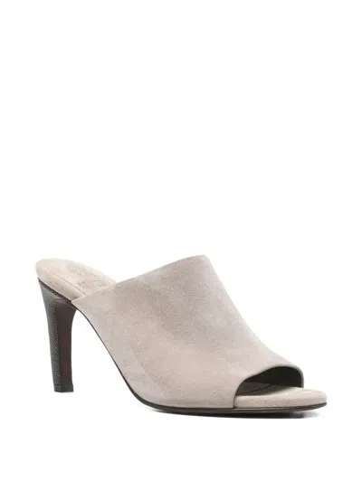 Brunello Cucinelli Open-toe High-heeled Sandals In Gray