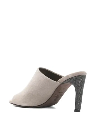 Brunello Cucinelli Open-toe High-heeled Sandals In Gray