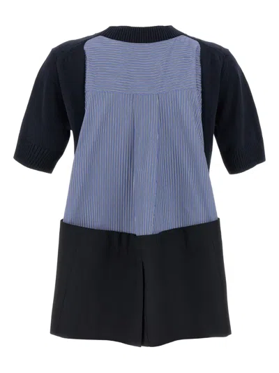 Sacai Patchwork Sweater Sweaters And Cardigans Blue In Blue