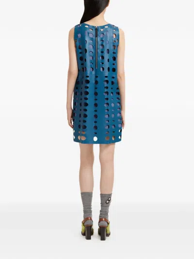 Marni Circular Cut-out Sleeveless Mini Dress In Blue