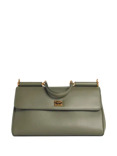 Dolce & Gabbana Medium Sicily Leather Tote Bag In Green