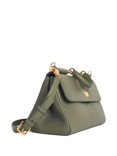 Dolce & Gabbana Medium Sicily Leather Tote Bag In Green