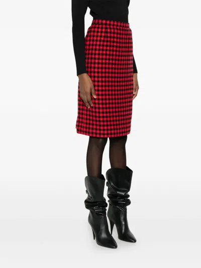 Pre-owned Valentino Tartan Skirt In Red