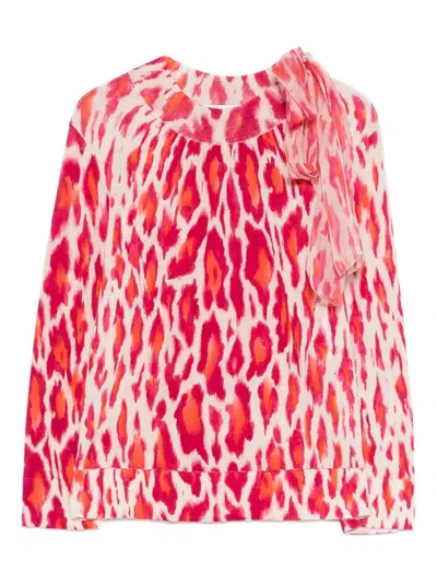 Pre-owned Dior Scarf Long-sleeve Top In Red