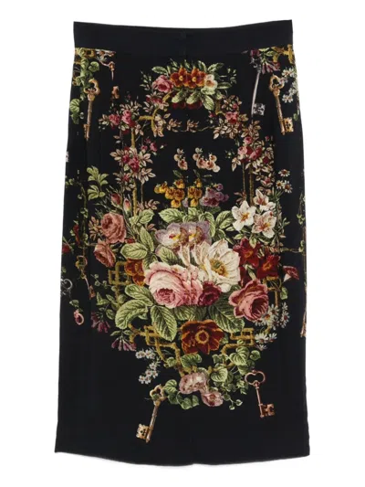 Pre-owned Dolce & Gabbana Printed Skirt In Black