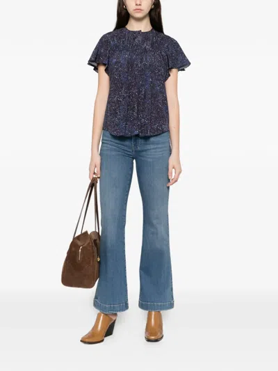 7 For All Mankind Womens Oceanstone Modern Dojo Tailorless Stretch-denim Jeans In Blue