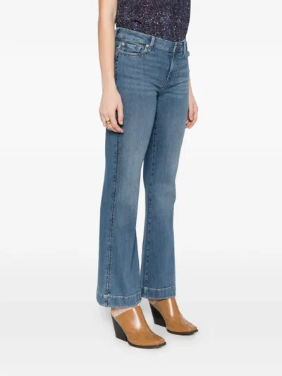 7 For All Mankind Womens Oceanstone Modern Dojo Tailorless Stretch-denim Jeans In Blue