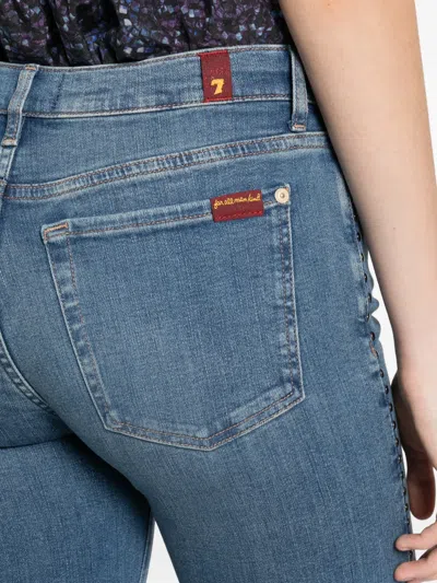 7 For All Mankind Womens Oceanstone Modern Dojo Tailorless Stretch-denim Jeans In Blue